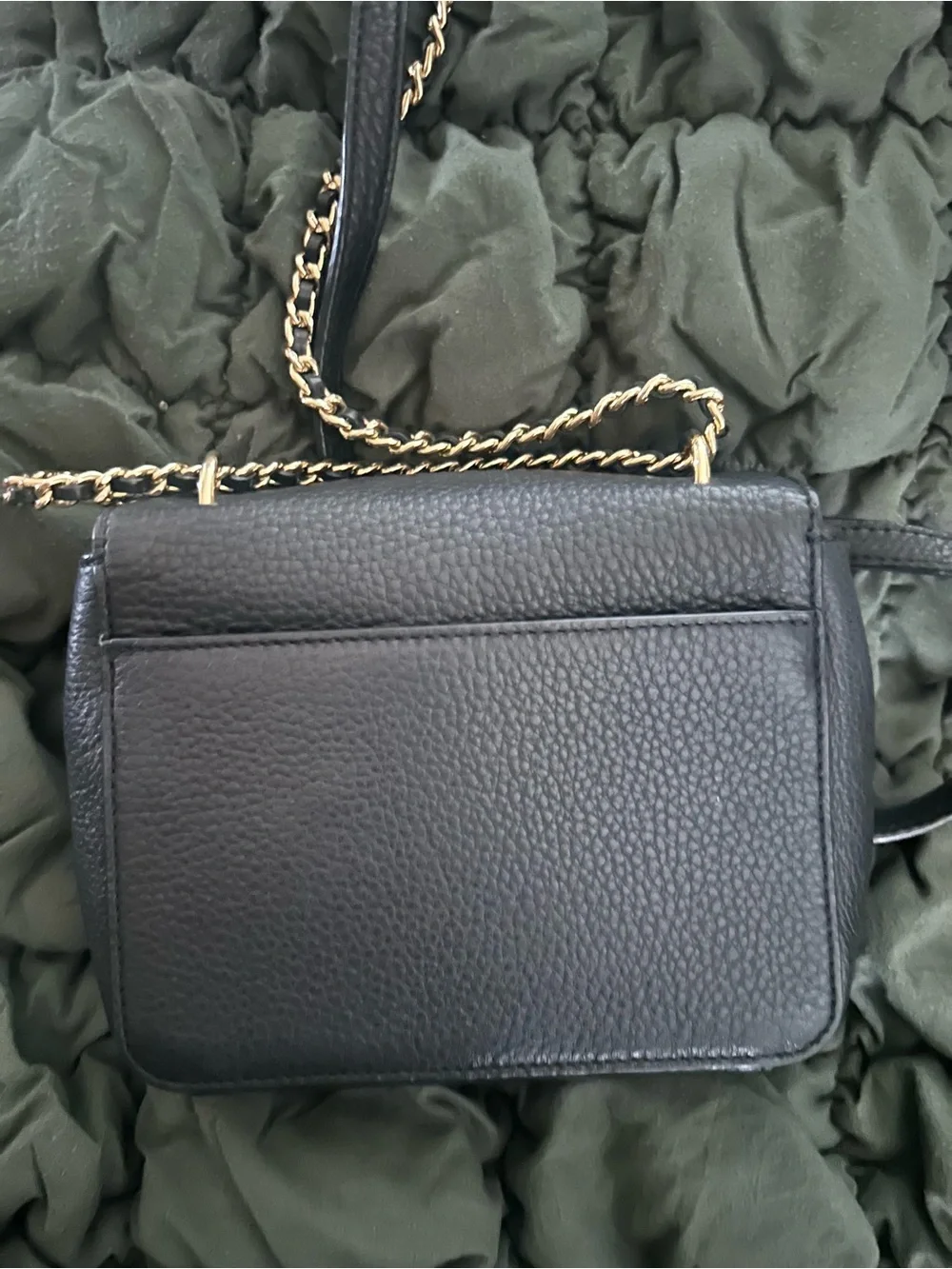 Tory Burch Black Leather Crossbody with Gold Chain